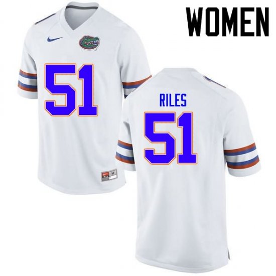 Women's Florida Gators #51 Antonio Riles NCAA Nike White Authentic Stitched College Football Jersey UXN3462FF